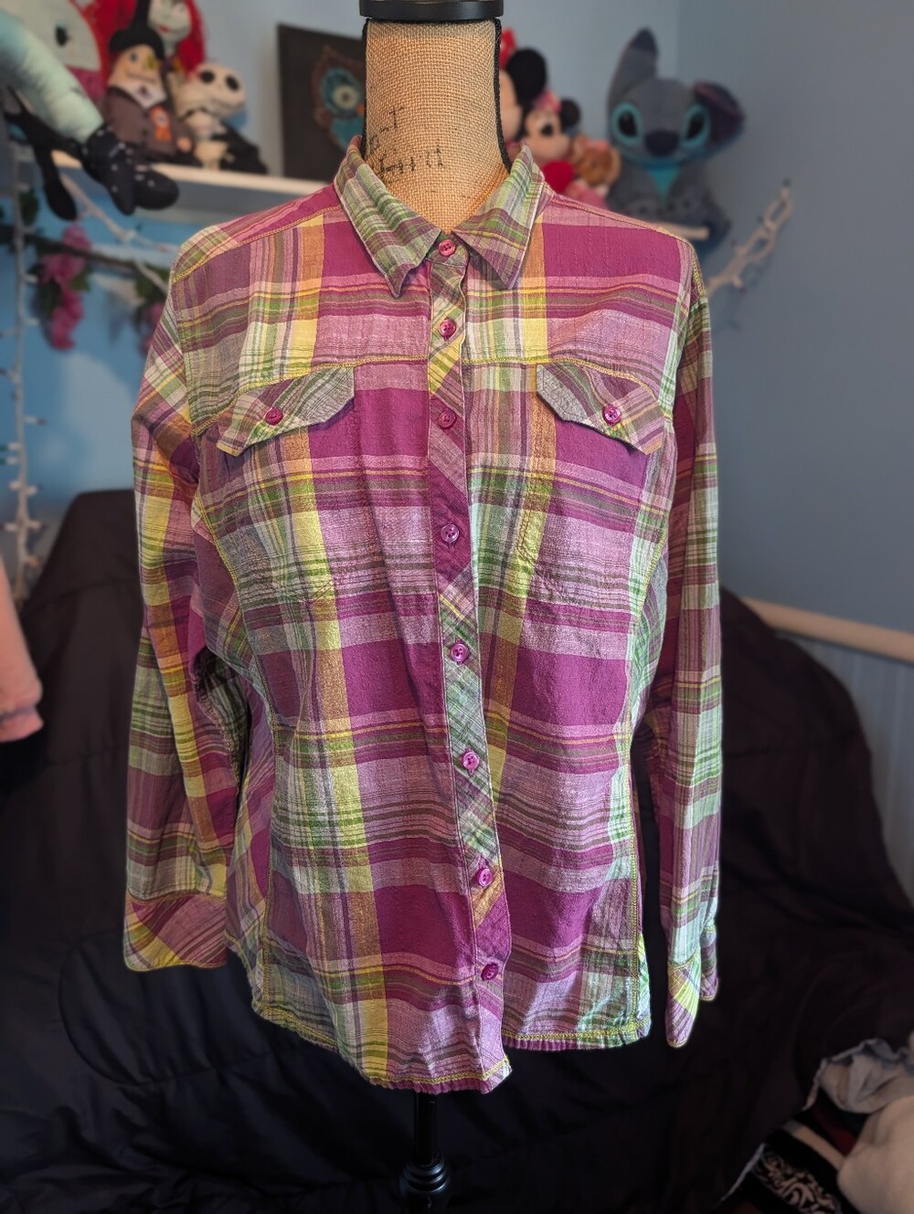 Vintage Columbia-Clorful Plaid Button Down Shirt